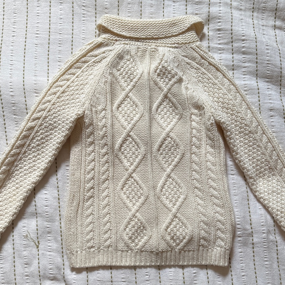 Baby Boden Wool/Cotton Cream Cable Knit Cardigan - Picture 4 of 5